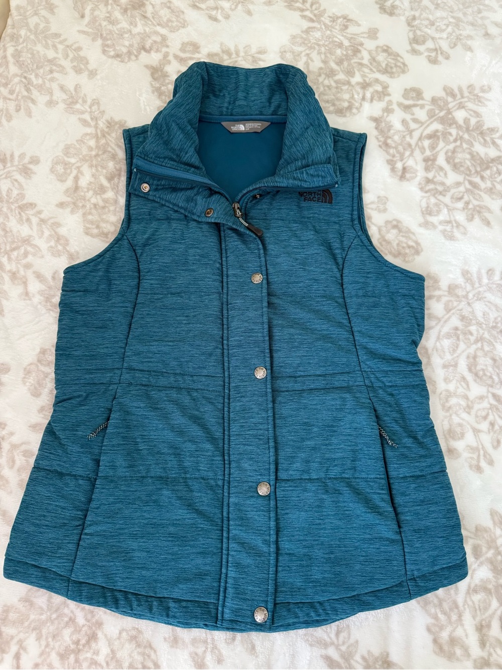 EUC The North Face Pseudio Vest Teal Quilted Full Zip